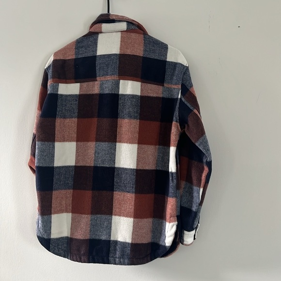 Members Mark Plaid SHACKET With Pockets Sz Small Brown Navy Multicolor - Picture 5 of 13